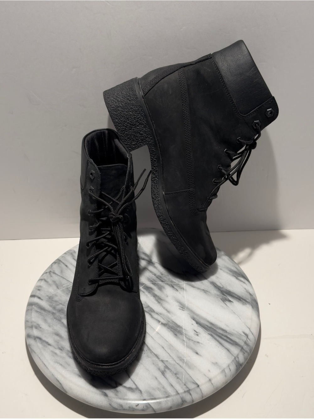 Timberland Brinda Ortholite Boots Women Black Nubuck Lace Up Heel Shoes Size 9